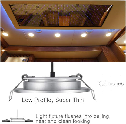 DC 12V LED Ceiling Light Rvs Boat Van Recessed Puck Light, Super Slim Flush Mount Downlights for Caravan Camper Travel Trailer Motorhome Yachts Interior Lighting, 3W 4 Pack (Warm White)