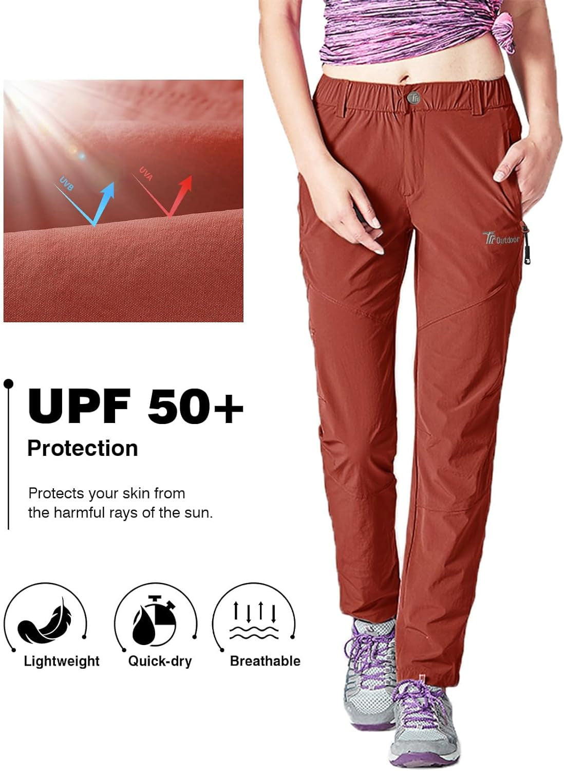 Women'S Outdoor Hiking Pants Lightweight Quick Dry Water Resistant Travel Fishing Pants with Pockets