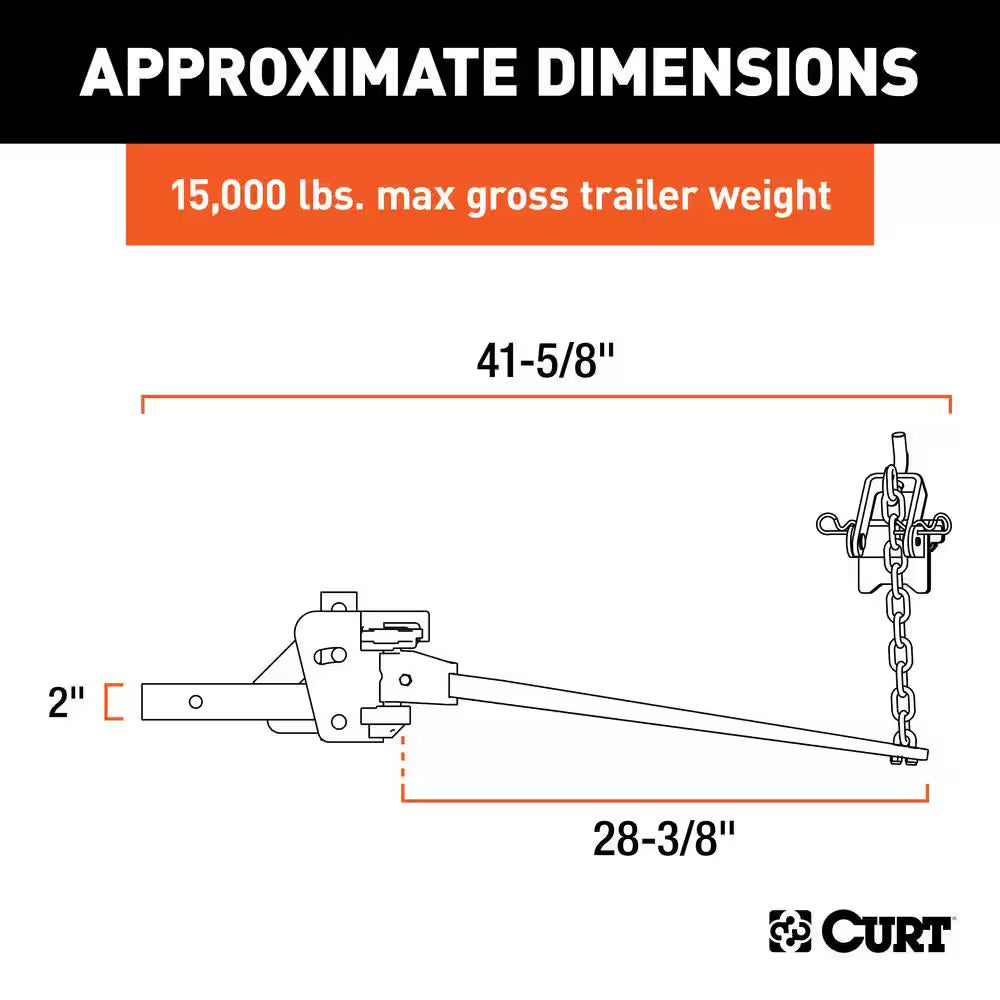 Short Trunnion Bar Weight Distribution Hitch, 2 In., Universal (10K - 15K Lbs., 28-3/8 In. Bars)