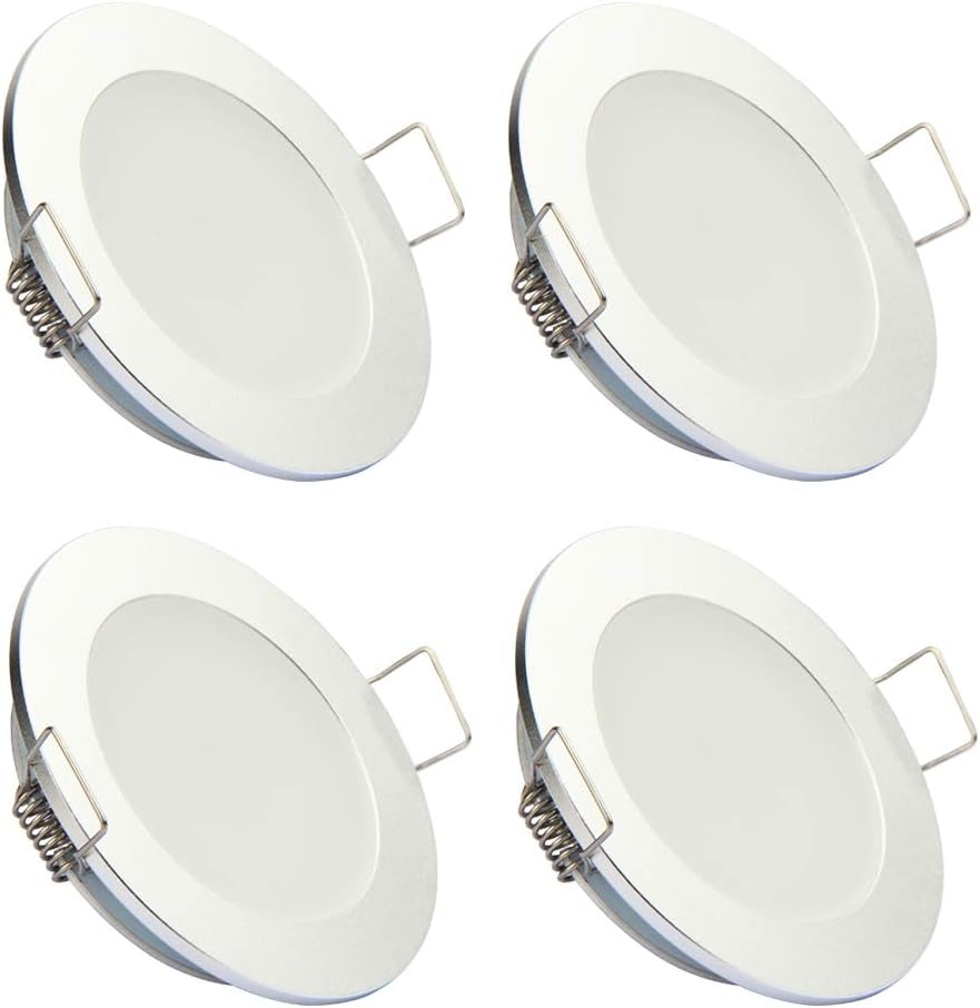 DC 12V LED Ceiling Light Rvs Boat Van Recessed Puck Light, Super Slim Flush Mount Downlights for Caravan Camper Travel Trailer Motorhome Yachts Interior Lighting, 3W 4 Pack (Warm White)