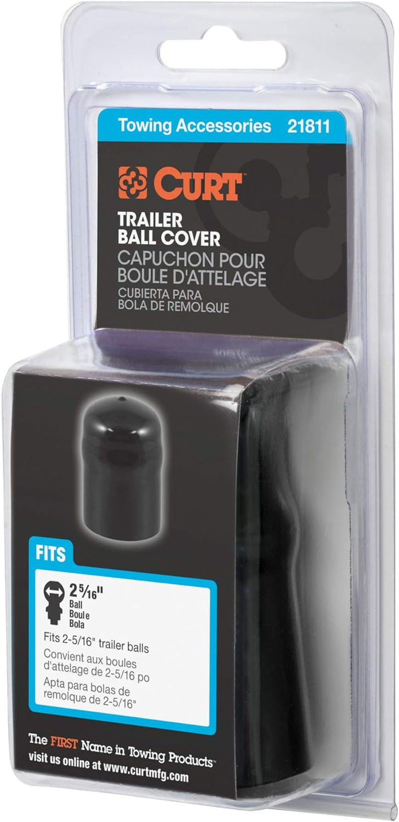 21811 Black Rubber Trailer Hitch Ball Cover, 2-5/16-Inch Diameter