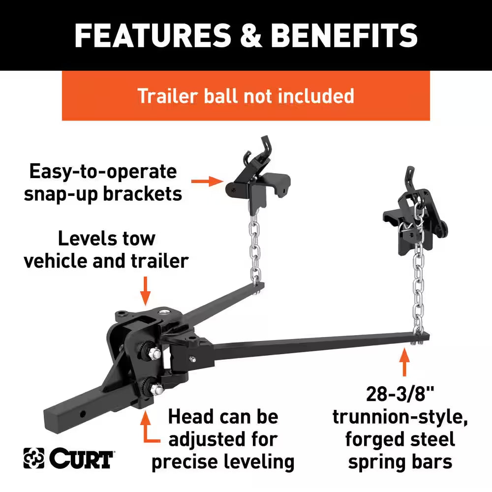 Short Trunnion Bar Weight Distribution Hitch, 2 In., Universal (10K - 15K Lbs., 28-3/8 In. Bars)