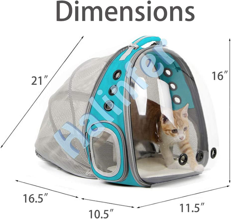 Cat Travel Backpack with Fan, Fit up to 12 Lbs, Space Capsule Astronaut Clear Bubble Window Pet Backpack for Kitten and Small Puppy Green