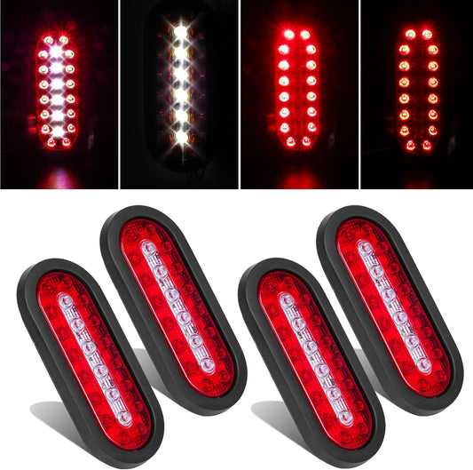 6" Oval Trailer Lights, 22 LED Trailer Lights, Stop Brake Lights Taillights Running Red and White Backup Reverse Lights, LED Trailer Lights Kit for Utility Trailer