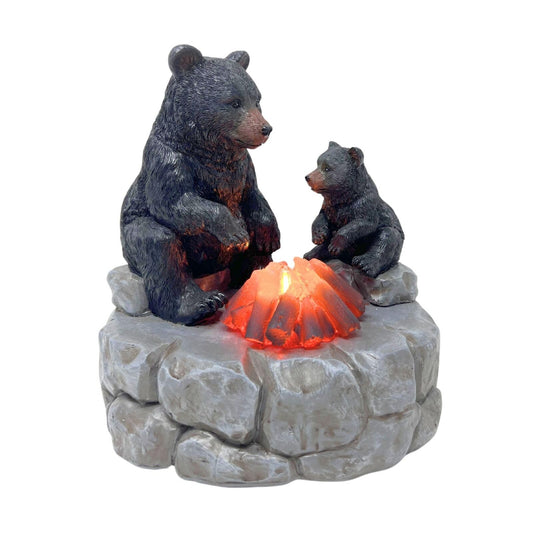 Bestgiftever Rustic Bear and Cub Camp Fire Night Light Table Top - Indoor Cab...