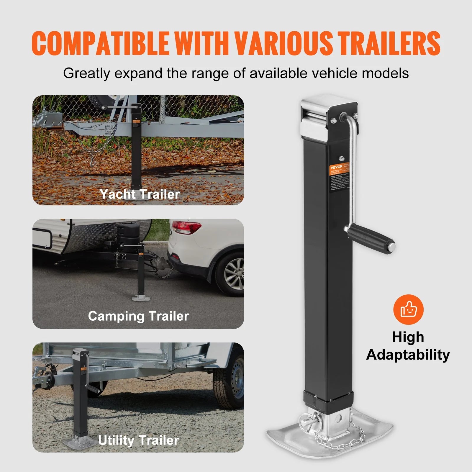 VEVOR Trailer Jack, Trailer Tongue Jack Welding-On 8000 Lb Weight Capacity, Trailer Jack Stand with Handle for Lifting RV Trailer, Horse Trailer, Utility Trailer, Yacht Trailer