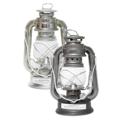 Rustico Kerosene Outdoor Lantern - 7.5 Inch Hurricane Lamp for Camping or Home Patio Use, Unpainted