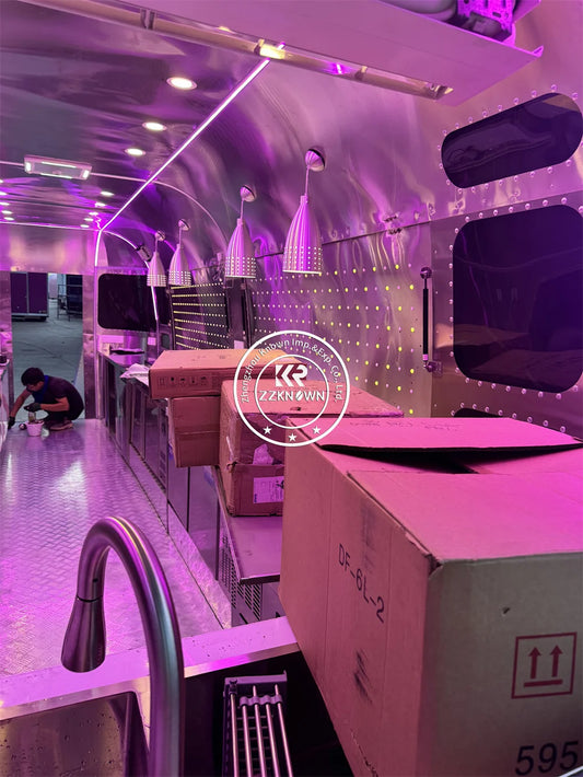 Airstream Steel Hot Dog Cart Coffee Shop Kiosk Food Truck Trailer Street Restaurant Concession Food Truck Mobile Kitchen