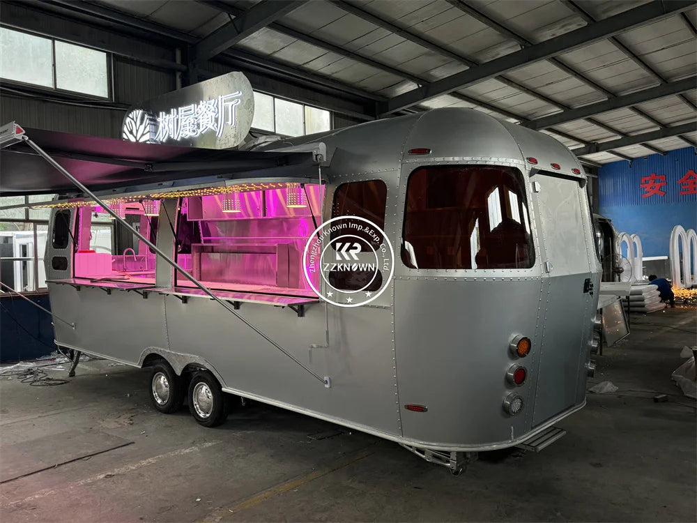 Airstream Steel Hot Dog Cart Coffee Shop Kiosk Food Truck Trailer Street Restaurant Concession Food Truck Mobile Kitchen