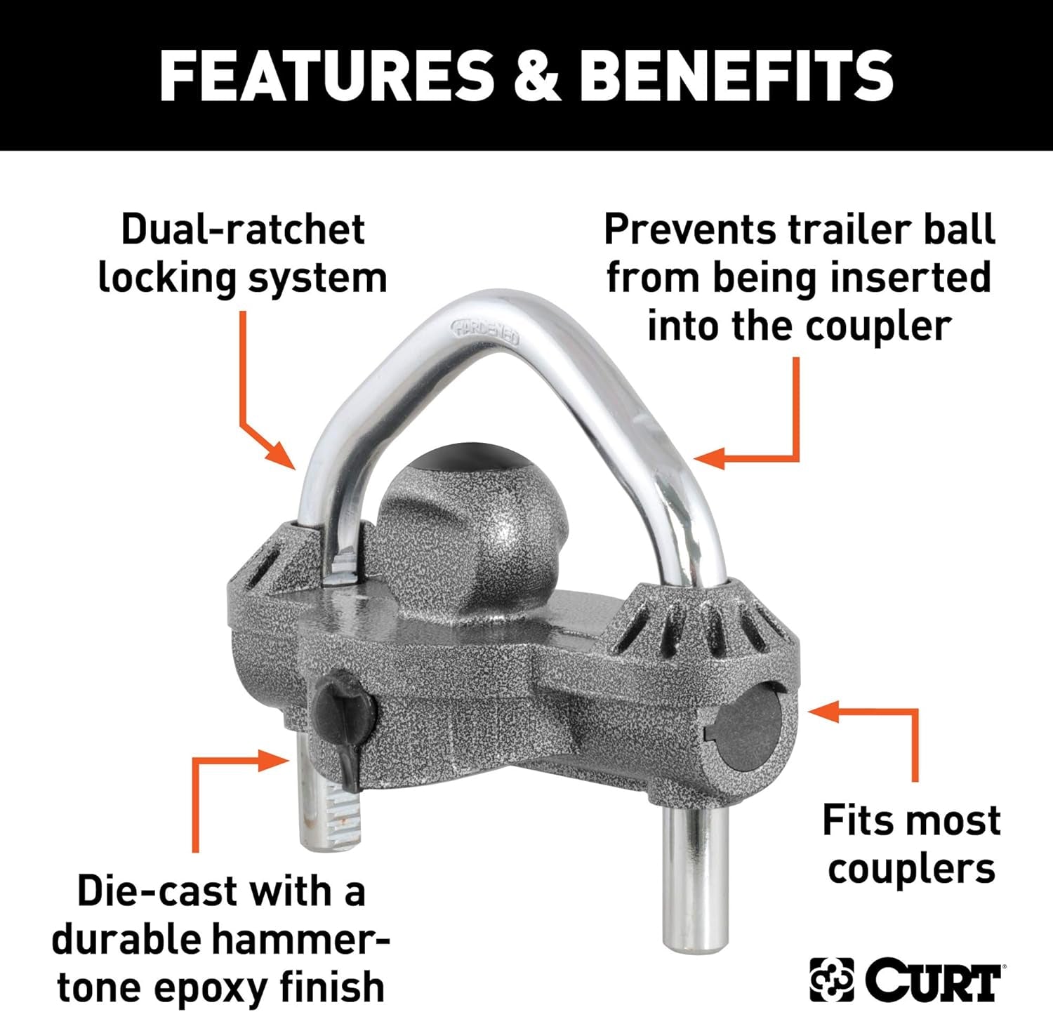 23659 Hammer-Tone Epoxy Steel Universal Trailer Tongue Lock