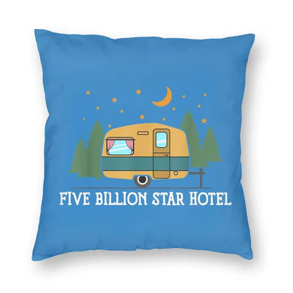 Happy Camping Trailer Camper Throw Pillow Case Home Decorative Custom Square Cushion Cover 40X40Cm Pillowcover for Sofa