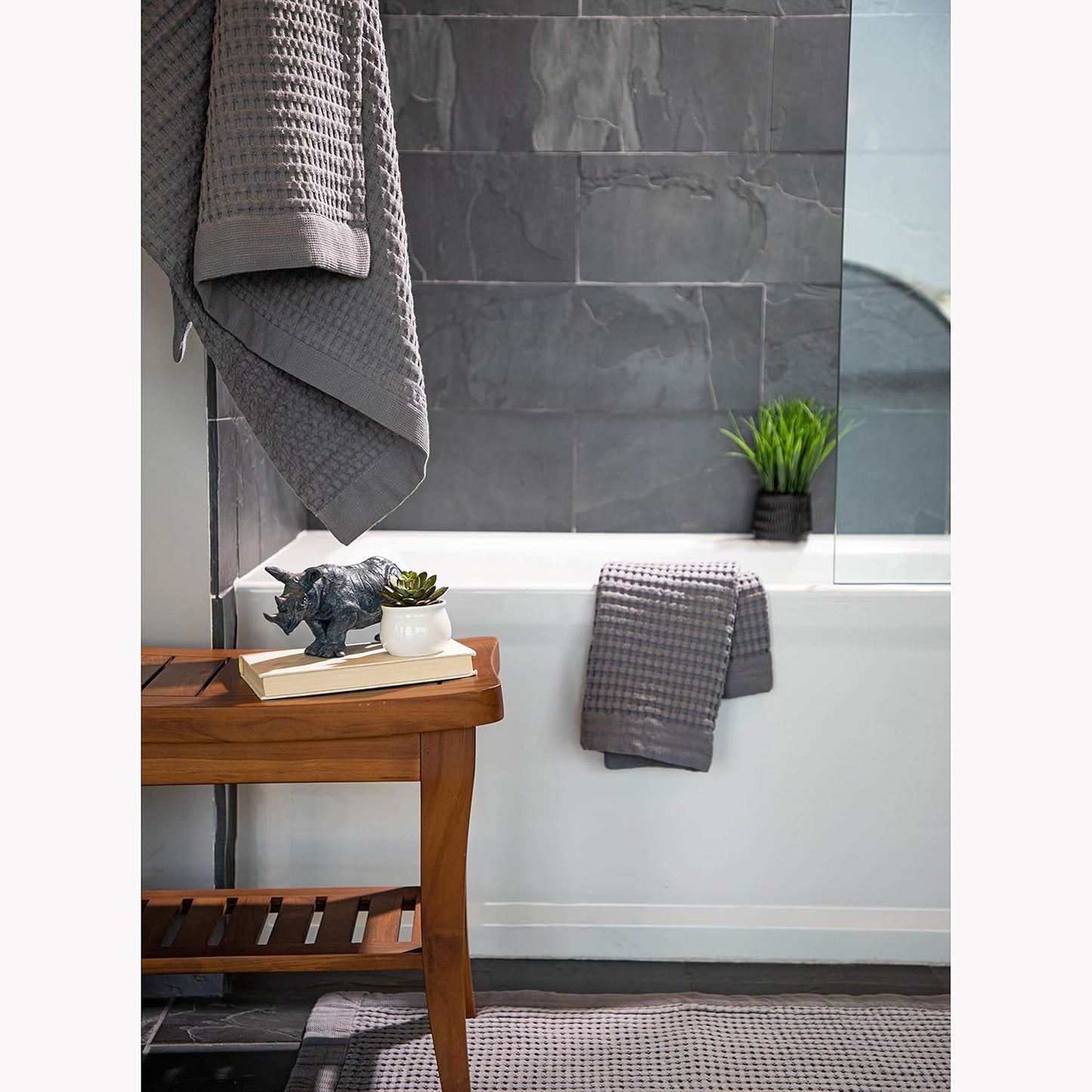 Waffle Towels Quick Dry Thin Bath Sheets 40X80 Oversized Extra Large for Adults for Bathroom, Modern Style (Slate)