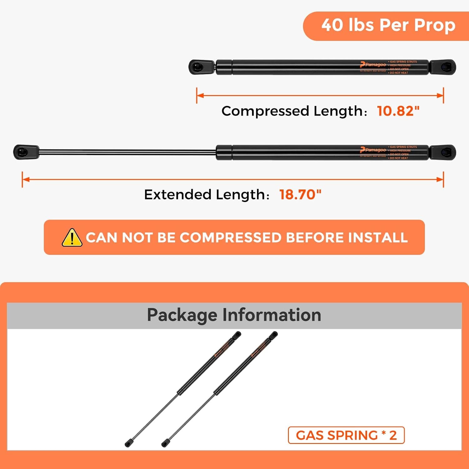 C16-20651 C16-33313 18.7 Inch 40 Lbs Gas Strut Shocks Lift for A.R.E Leer Camper