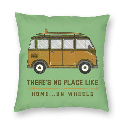 Happy Camping Trailer Camper Throw Pillow Case Home Decorative Custom Square Cushion Cover 40X40Cm Pillowcover for Sofa