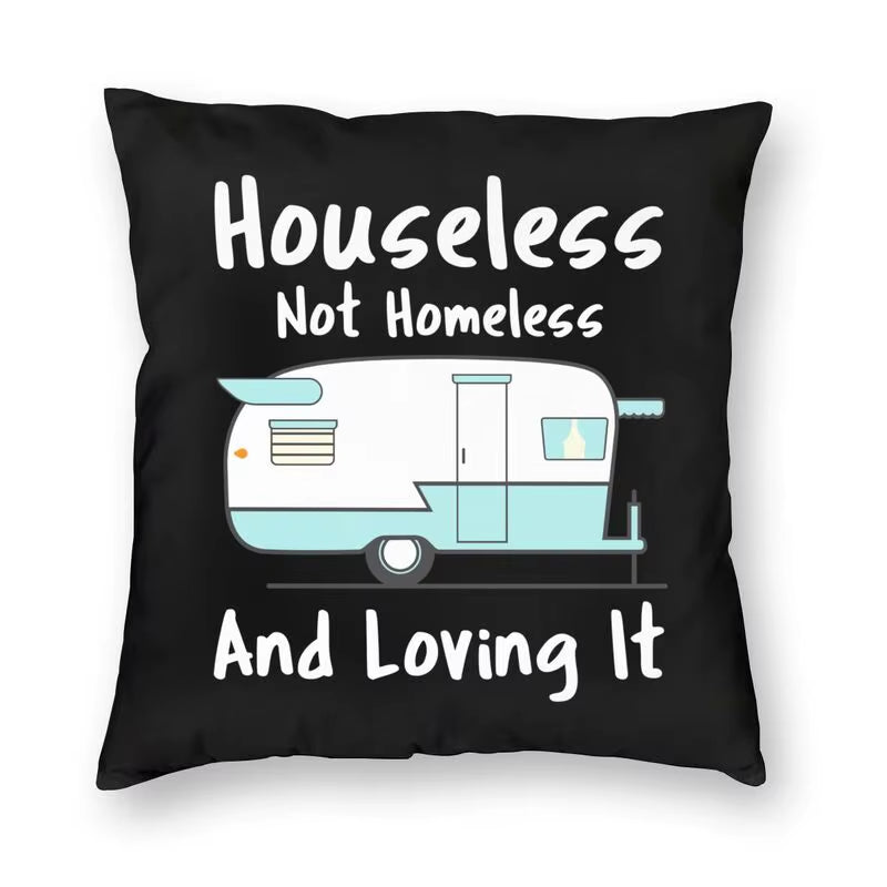 Happy Camping Trailer Camper Throw Pillow Case Home Decorative Custom Square Cushion Cover 40X40Cm Pillowcover for Sofa