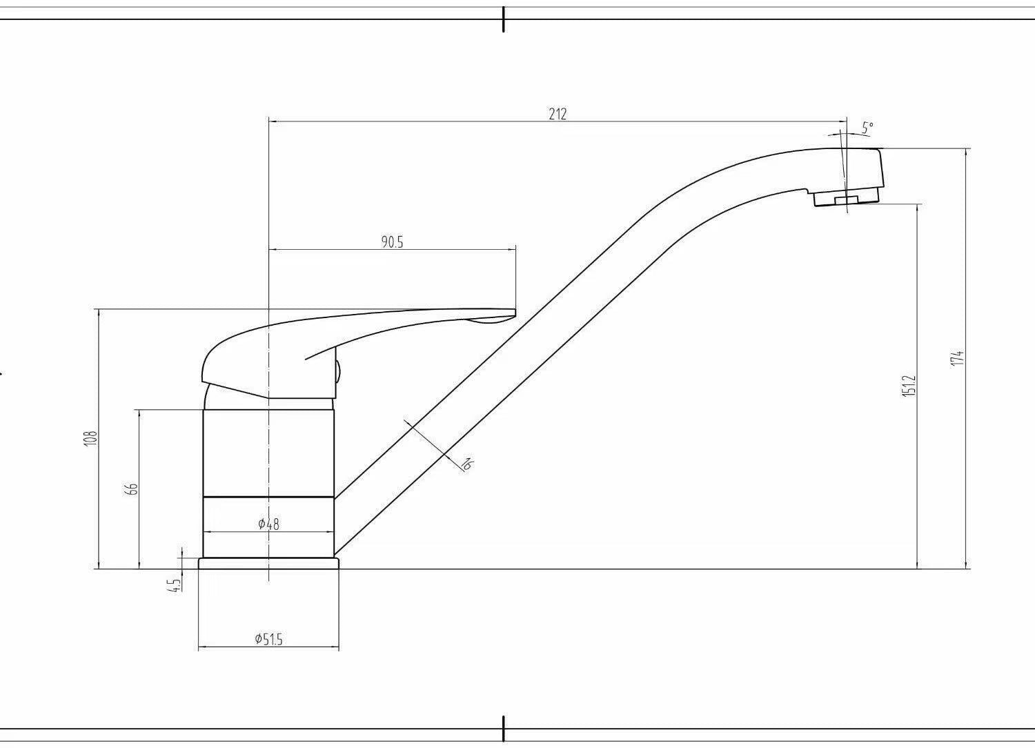 For Caravan Mixer Tap Chrome Plated Long Spout Non-Microswitched Motorhome Camper Boat Interior Parts Automobiles Parts