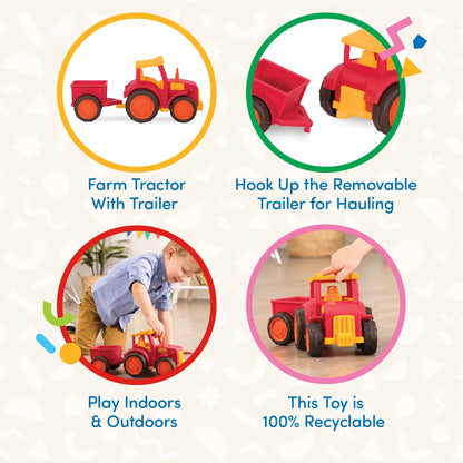 Tractor & Trailer Farm Truck with Removable Trailer, Toddler and Preschool Toys