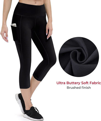 Anti-Nail Leggings for Women, Non-See-Through Yoga Pants with Phone Pockets, Tummy Control Full-Length/Capri Tights