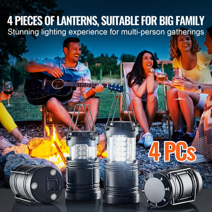 VEVOR LED Camping Lanterns Collapsible Battery Powered Camping Lights Set of 4