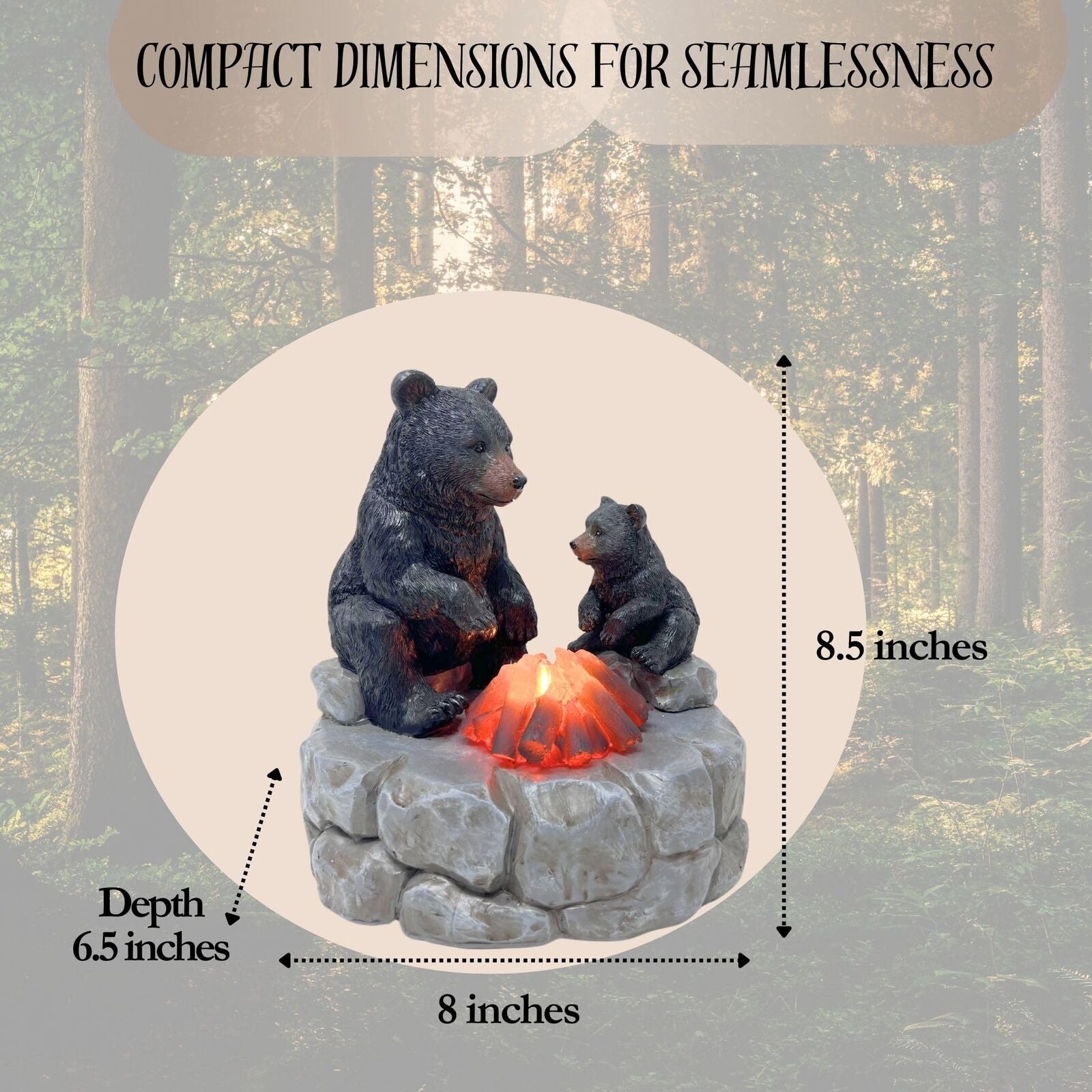 Bestgiftever Rustic Bear and Cub Camp Fire Night Light Table Top - Indoor Cab...