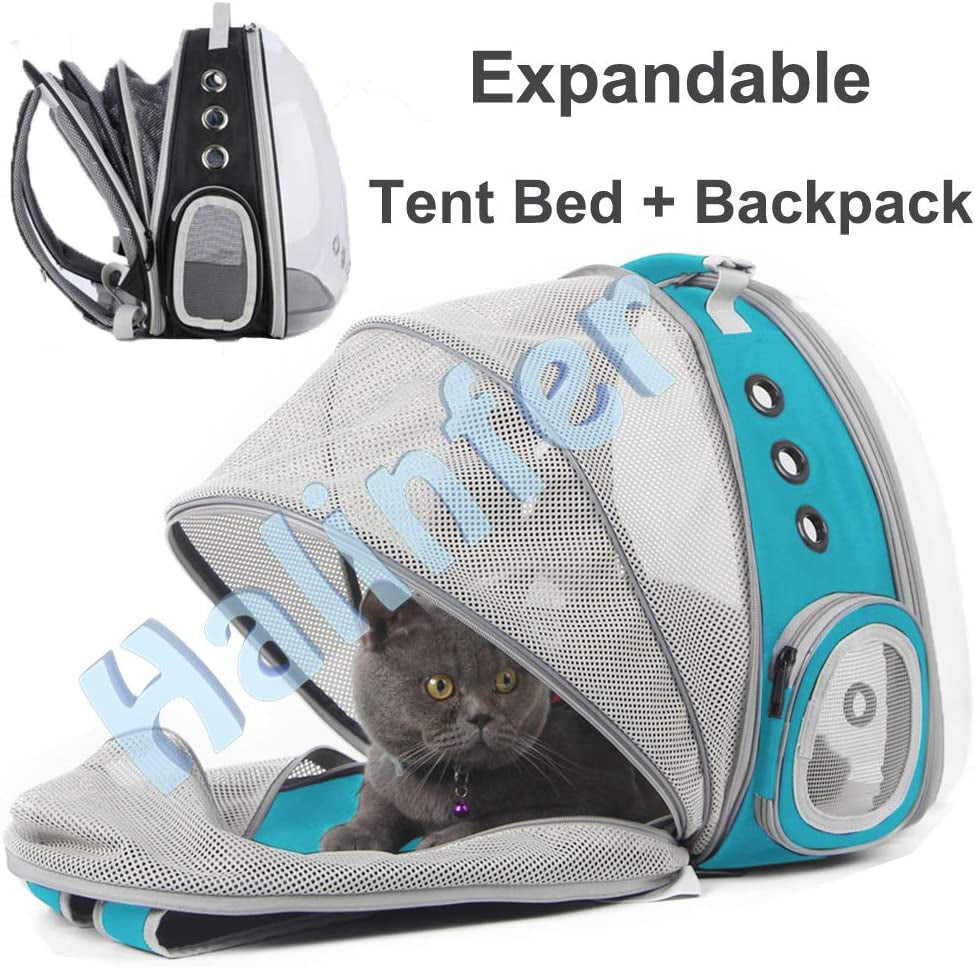 Cat Travel Backpack with Fan, Fit up to 12 Lbs, Space Capsule Astronaut Clear Bubble Window Pet Backpack for Kitten and Small Puppy Green