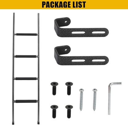 RV Bunk Ladder, 67In Integrated Heavy Duty Steel Camper Bunk Bed Ladder with Anti-Slip Rubber Pads and Hooks, 450LBS Capacity